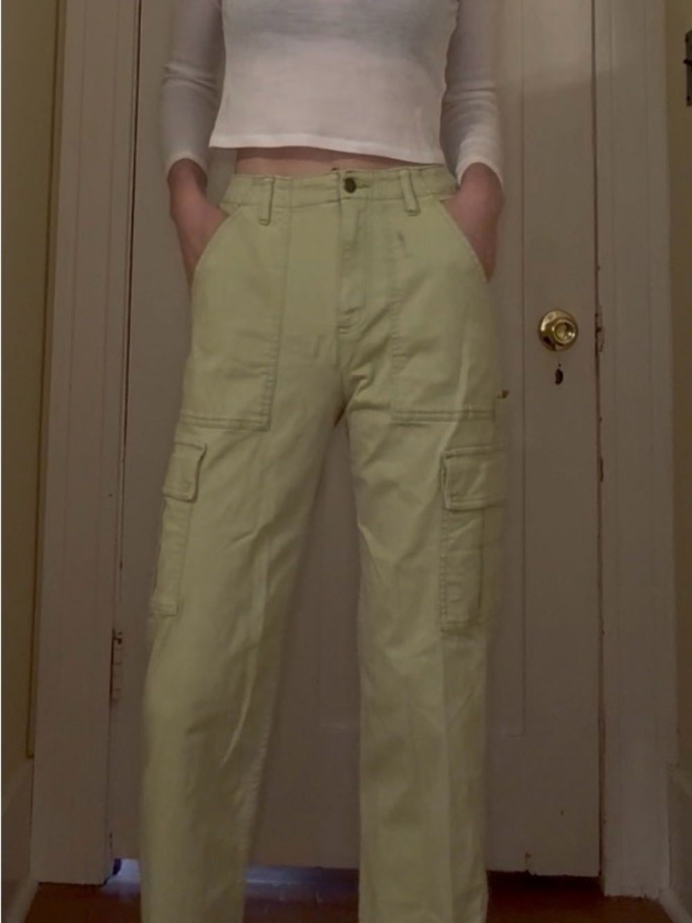 Hollister Pale Green Cargo Pants - Straight Leg Utility